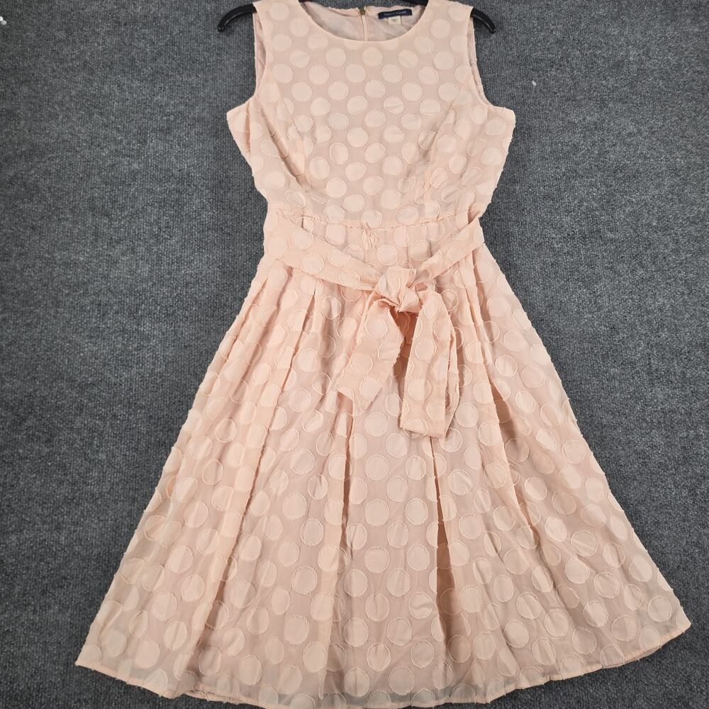 Tommy Hilfiger Women's Size 6 Pink Polka Dot Fit & Flare Dress Belted Lined